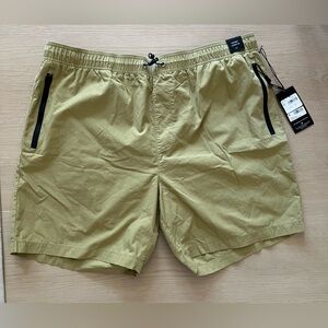 RVCA Bridge Hybrid Shorts XXL Olive‎ Green Swim Trunks Elastic Waist Casual 0011